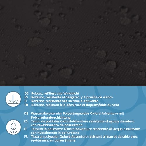 DreamRoots Segeltuch Wasserdicht - Polsterstoff Meterware 160 cm breit - Wasserabweisender Stoff 220 g/m2 600D - Markisenstoff Wasserdicht Meterware Schwarz 1M