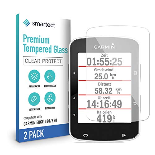 smartect Cristal Templado para Móvil Garmin Edge 520 820 [2 Unidades] - Protector de pantalla 9H - Diseño ultrafino - Instalación sin burbujas - Anti-huella