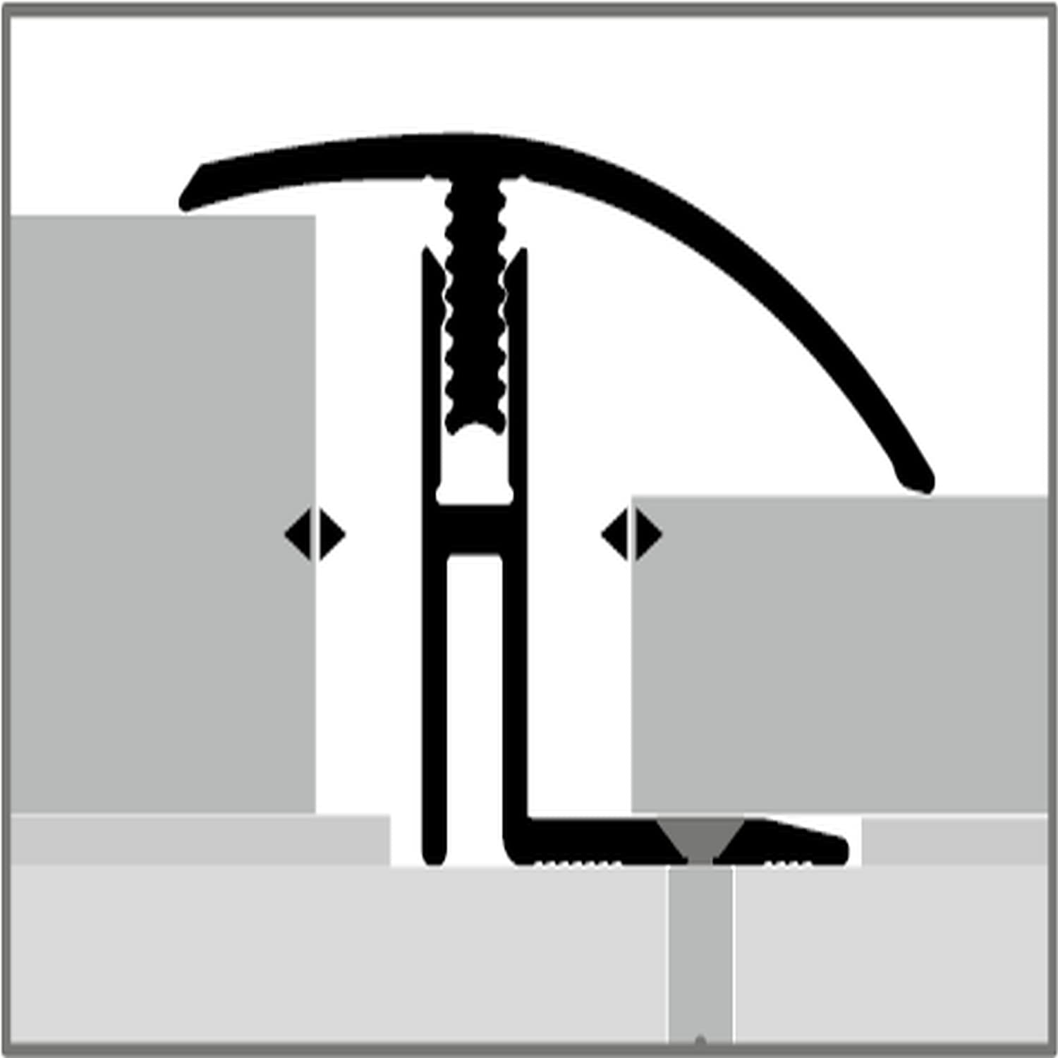 PROVISTON | Übergangsprofil | Parkettausgleich | Breite: 39 mm | Höhenausgleich: 17-22 mm | Länge: 2000 mm | Aluminiumprofil | Edelstahloptik | 1 Stück