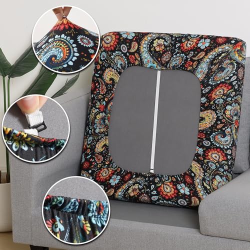 Image of YISUN Sofa Couch Cushion Covers, Stretch Printed Couch Seat Slipcover, Soft Couch Cover for Dogs, Washable Non-Slip Furniture Protector for Sectional Armchair Loveseat (Flower, 2 piece)