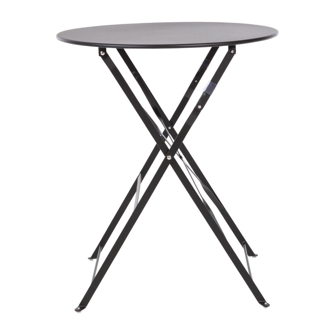 Boléro Table ronde en acier style trottoir Noir 600 mm