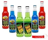 Toxic Waste Soda Variety Pack | 6 Pack of 3 Unique Pucker Inducing Flavors of Soda Pop with Real Cane Sugar | 12 oz Glass Bottles in a Mixed Sampler with Crazy Soda Pop Bottle Opener