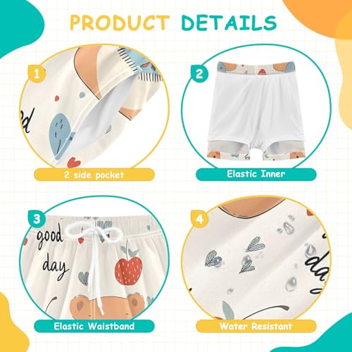 Bolaz Toddler Boys Swimwear Swim Trunks with Compression Liner 4T Bear Strawberry Lovely4