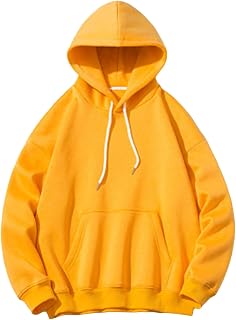 OULIWANGLUO Men's Cotton Round Neck Hooded Loose Fit Sweatshirt Hipster Hip Hop Long Sleeve Longline Pullover