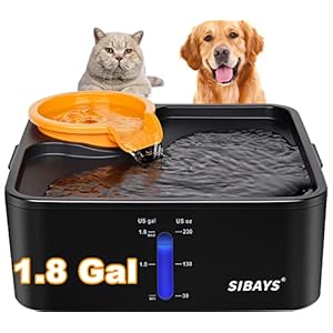 SIBAYS 230OZ 1.8GAL 7L Fuente de Agua para Mascotas Grandes, Perros et Gatos, Súper Silenciosa, sin derrames, Filtro de 5 Capas, recordatorio Visible