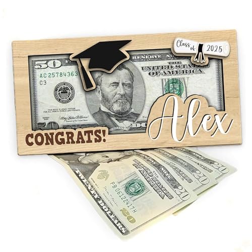 Graduation Gift 2025 Personalized Grad Frame Money Holder Custom Name Senior Gift Graduation Keepsake Class of 2025 Grad Cap Diploma Gift high School College Graduate Present Cash Holder2