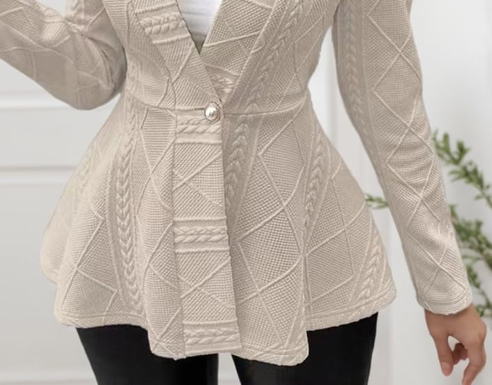 Women's Textured Blazer Button Front Long Sleeve Blazer Jacket Casual Loose V Neck Tunic Top Business Outwear4