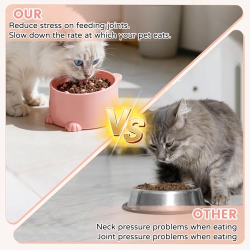 FunnAura 3 Pcs Slow Feeder Cat Bowl, Raised Cat Slow Feeder Bowl with Anti-skid Mat for Neck Support - Image 6