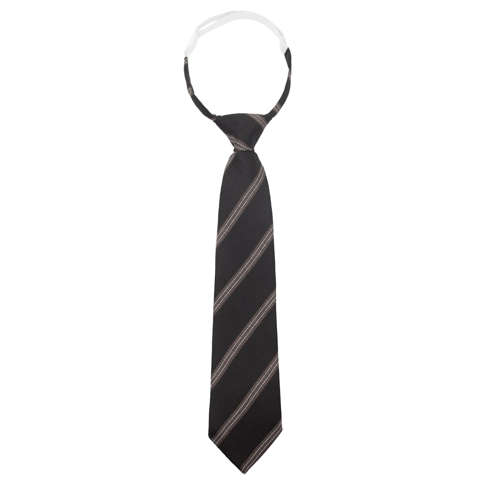 Corbatas preatadas para mujer, lazos ajustables para niñas/niños, corbata delgada de 2.56 pulgadas para escuela, boda, negocios, Rayas marrones y negras