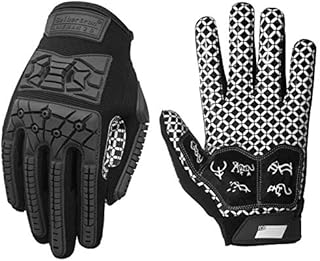 Seibertron Lineman 2.0 Padded Palm Football Receiver Gloves, Flexible TPR Impact Protection Back of Hand Glove Adult Sizes Black L