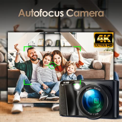 Digital Camera, 4K Digital Camera For Kids Video Camera With 32Gb Sd Card 24X Digital Zoom, Compact Point And Shoot Camera Portable Small Camera For Teens Students Boys Girls Seniors - Black #TOP1