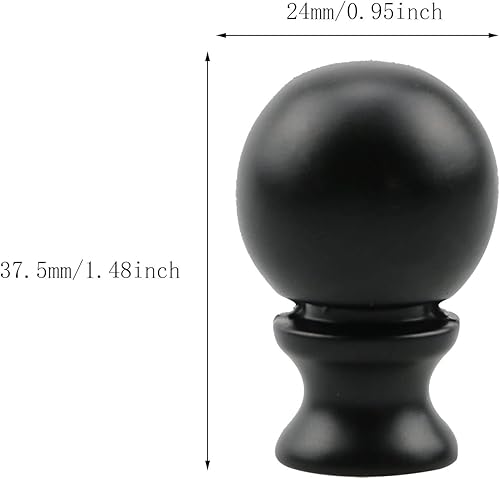 Miniatura 2 de Lamp Finial MEETOOT - Perilla de bola aceitada de 1.5 pulgadas para soporte de arpa de lámpara, rosca de 1/4-27, color negro