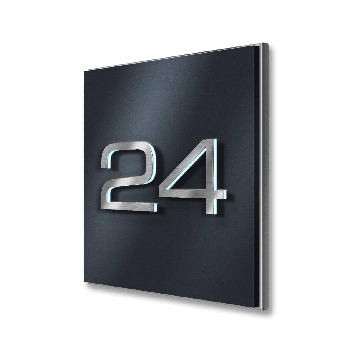 Metzler Individuelle Hausnummer matt in Anthrazit neu - 3D Design - Edelstahl massiv & nicht rostend - LED-Beleuchtung - alle Zahlen - direkt vom Hersteller