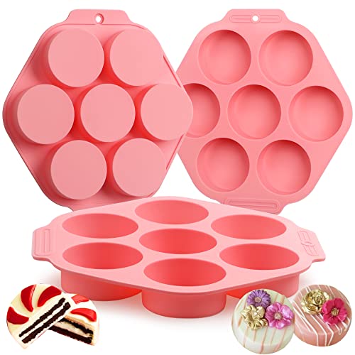 Image of Sidosir 3Pcs Oreo Cookie Chocolate Silicone Mold, 7-Cavity Round Cylinder Oreo Chocolate Cover Molds for Candy, Silicone Baking Molds for Mini Cakes, Jelly