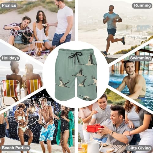 Men's Swim Trunks Quick Dry Board Shorts with Pockets Beach Shorts A Flock of Birds Bathing Suits for Men4