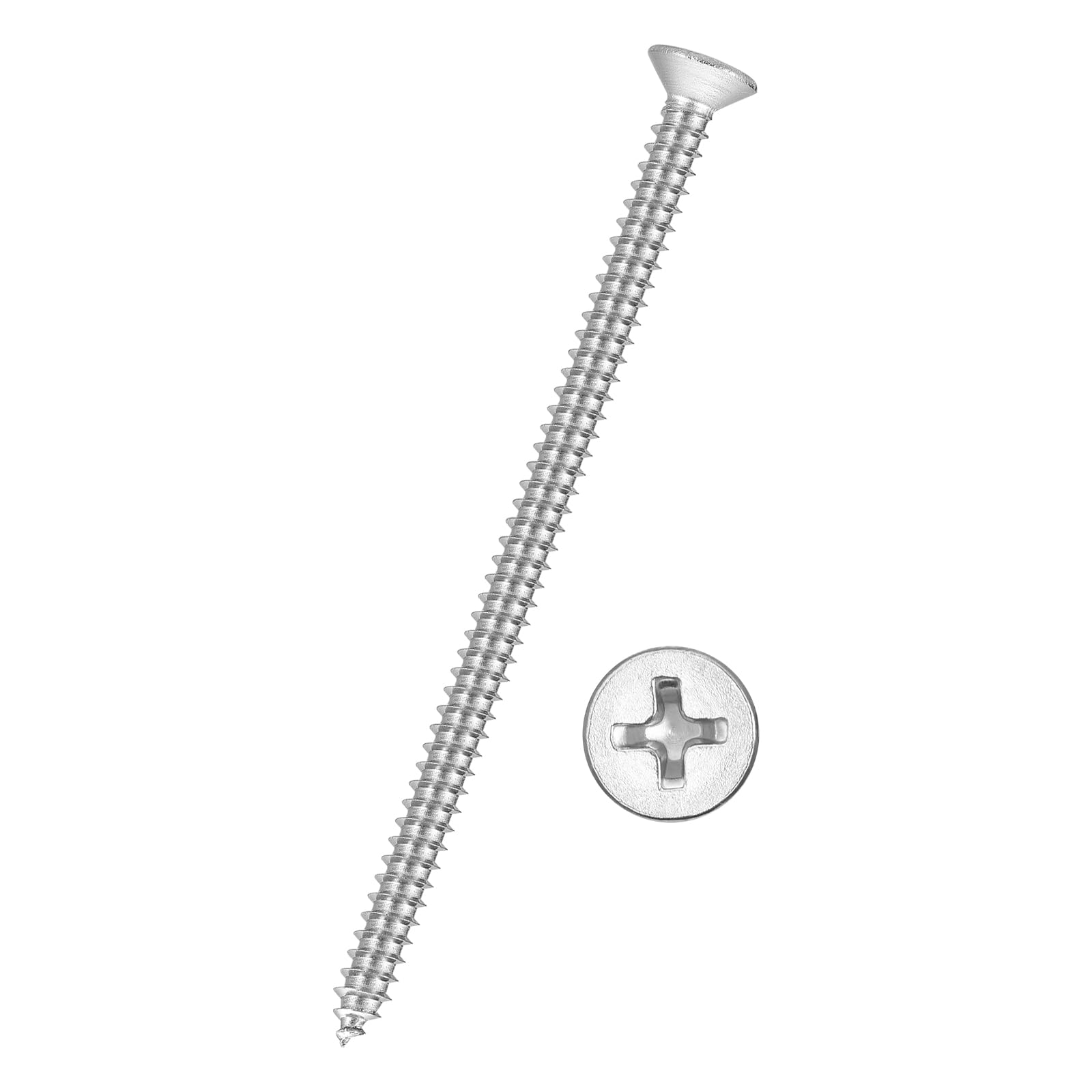 Kozelo 25pcs Phillips Flat Head Wood Screws - [#8x3"] 304 Stainless Steel Countersunk Self Tapping Screws for Furniture Assembly, Interior Trim, Outdoor Construction, Silver — image 1