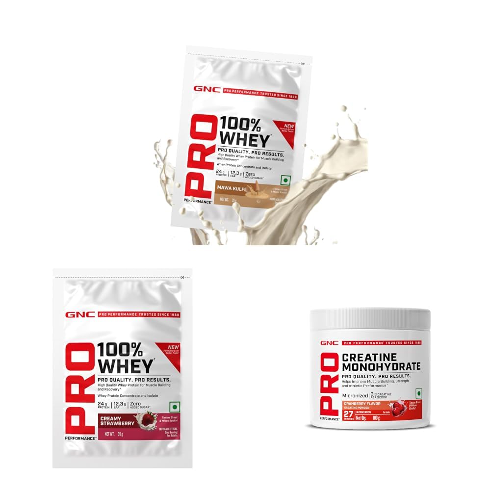 GNC Berry Fusion Strength Stack | Mawa Kulfi + Strawberry Whey Protein + Cranberry Creatine | Muscle Recovery & Strength Combo-image-17