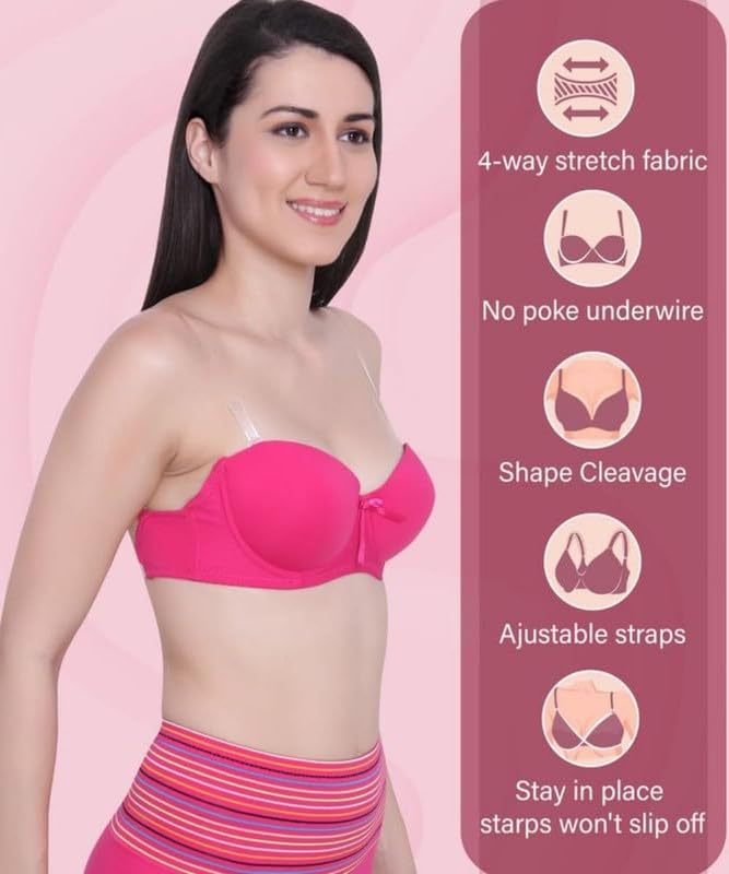 Image of Brachy Women's Polycotton Padded Underwire Strapless Bra Beige