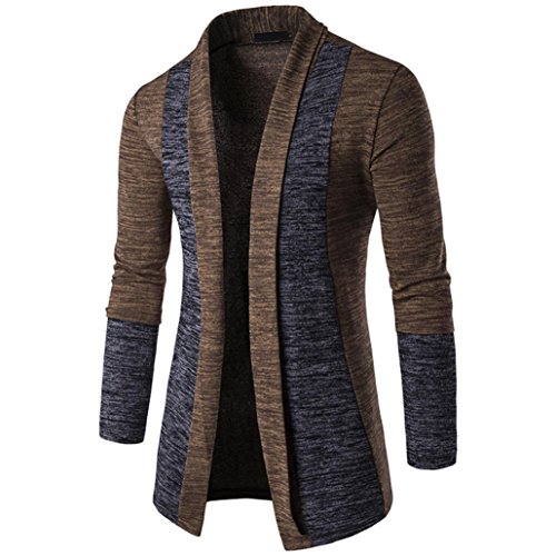 Cárdigan Hombre, Xinan Suéter de otoño Invierno para Hombres Chaqueta de Punto Knitwear Cardigan Sudadera con Capucha Casual (M, Café)