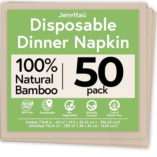 100% Bamboo Compostable Napkins (50-Pack)