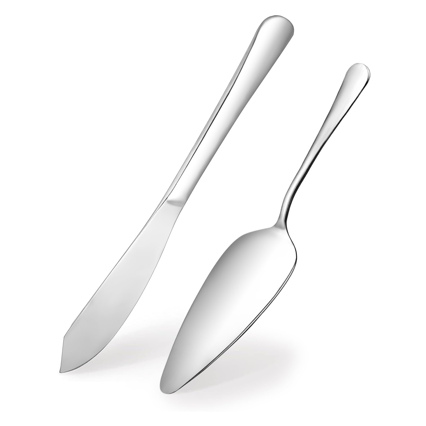 DAFU Cake Cutting Set for Holiday, Elegant Knife and Pie Server with Thickened Stainless Steel Rounded Edges,Essential Kitchen Tool For Weddings, Thanksgiving, Birthdays Christmas etc,Silver