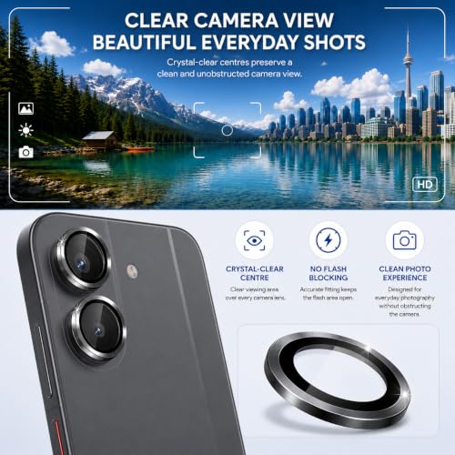 Image of FIRST MART Black Camera Ring Guard Protector for Redmi Turbo 5 | Tempered Glass with Metal Alloy Rings, HD Clear, Scratch Resistant, Case-Friendly | Pack of 1