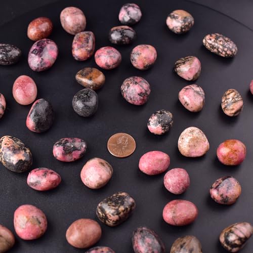 Image of Rhodonite Healing Crystal Stone Set - 24 Pieces, 0.6 inch Natural & Polished Stones for Healing, Meditation, Reiki, Chakra, Crafting & Decoration
