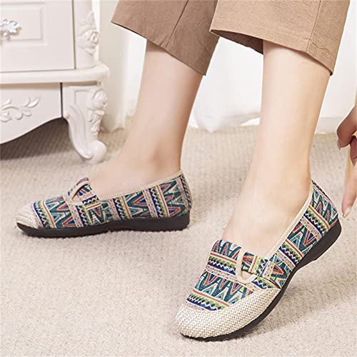 Hbeylia Women's Slip On Loafers Vintage Bohemian Ethnic Comfortable Slip-On Sneakers Fashion Casual Boho Canvas Low Top Beach Shoes For Women Girls Driving Work Nurse Travel Vacation3