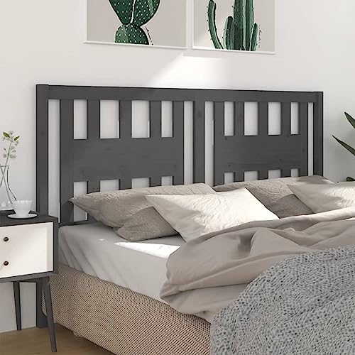 UJCHVHN Artículo: cabecero gris 126 x 4 x 100 cm, madera maciza de pino, camas y accesorios, cabeceros y estribos