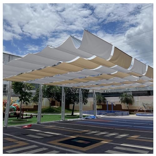 Retractable Sun Shade Canopy with Cable Hardware - Outdoor Pergola Shade Cover for Patio, Deck, Yard, and Gazebo
