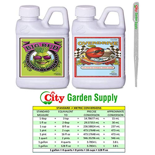Advanced Nutrients Big Bud and Overdrive 250 ml with Conversion Chart and 3ml Pipette-250 ml