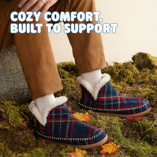 Image of Dearfoams Men's Memory Foam Indoor House Slippers Brixen Ankle Boot House Shoes - Gifts for Men