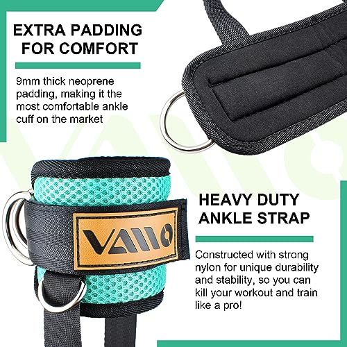 Image of VAIIO Ankle Straps for Cable Machines,Adjustable Comfort fit Neoprene, Reinforce Double D-Ring - Premium Ankle Cuffs to Improve Abdominal Muscles, Lift The Butts, Tone The Legs for Men & Women