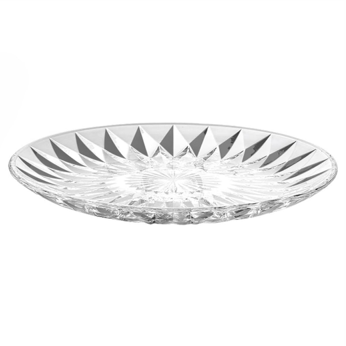 Sizikato Clear Glass Fruit Plate for Living Room, 9.6-Inch Candy Plate Nut Plate Dessert Plate, Diamond Texture