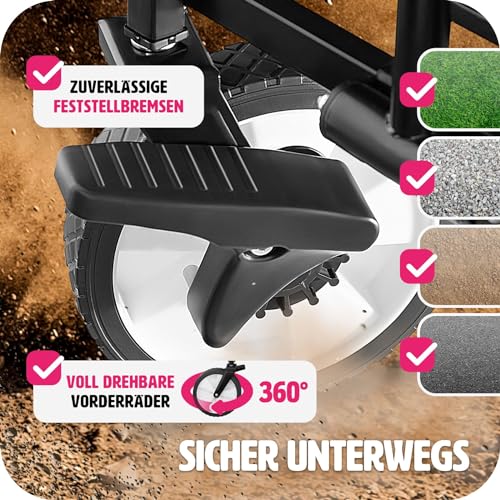 tectake Bollerwagen faltbar, Transportwagen klappbar, mit Tasche, Handwagen zum Ziehen, breite Gummireifen, Faltbarer Trolley zum Transport, für den Strand, im Garten, belastbar bis 80kg (grau) – Bild 4