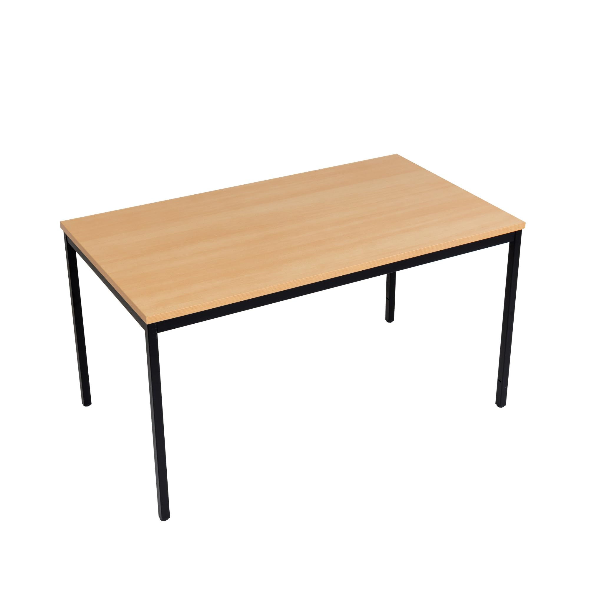 furni24 Schreibtisch-Stahl 120x80x75cm, Buche, TÜV/GS-Einfache Montage, Arbeitstisch, Bürotisch, Küchentisch, Esstisch, Druckertisch Büro-Möbel Arbeitszimmer Computertisch Gaming-Tisch Mehrzwecktisch