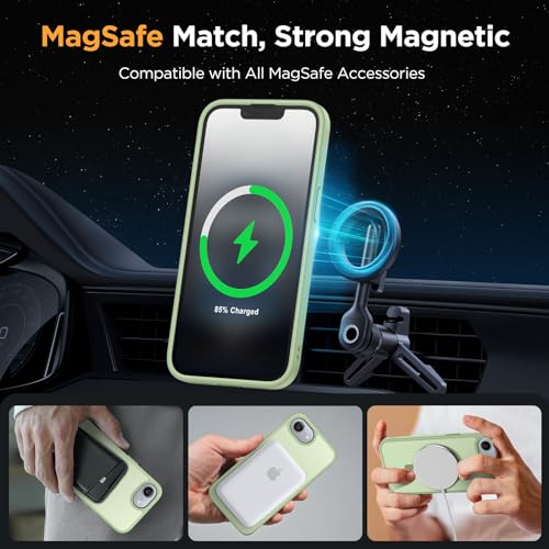 Image of Miracase for iPhone 16e case & iPhone 17e Case for MagSafe [with 2x9H+ Screen Protectors] TOP Military-Grade Protection Shockproof with Velvet Touch for iPhone 16e /17e Phone Case 6.1 inch, Light Green