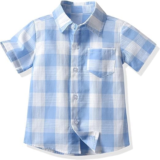 Image of SANGTREE 3 Piece Boy Outfits Short Sleeve Shirt and Shorts Set Beach Vacation Summer Clothes, 3 Months - 9 Years