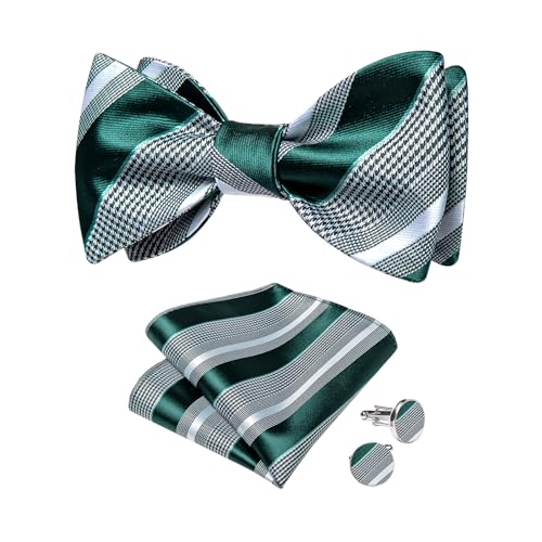 Image of DiBanGu Mens Silk Self Bow Tie Set 4PCS for Tuxedo Wedding