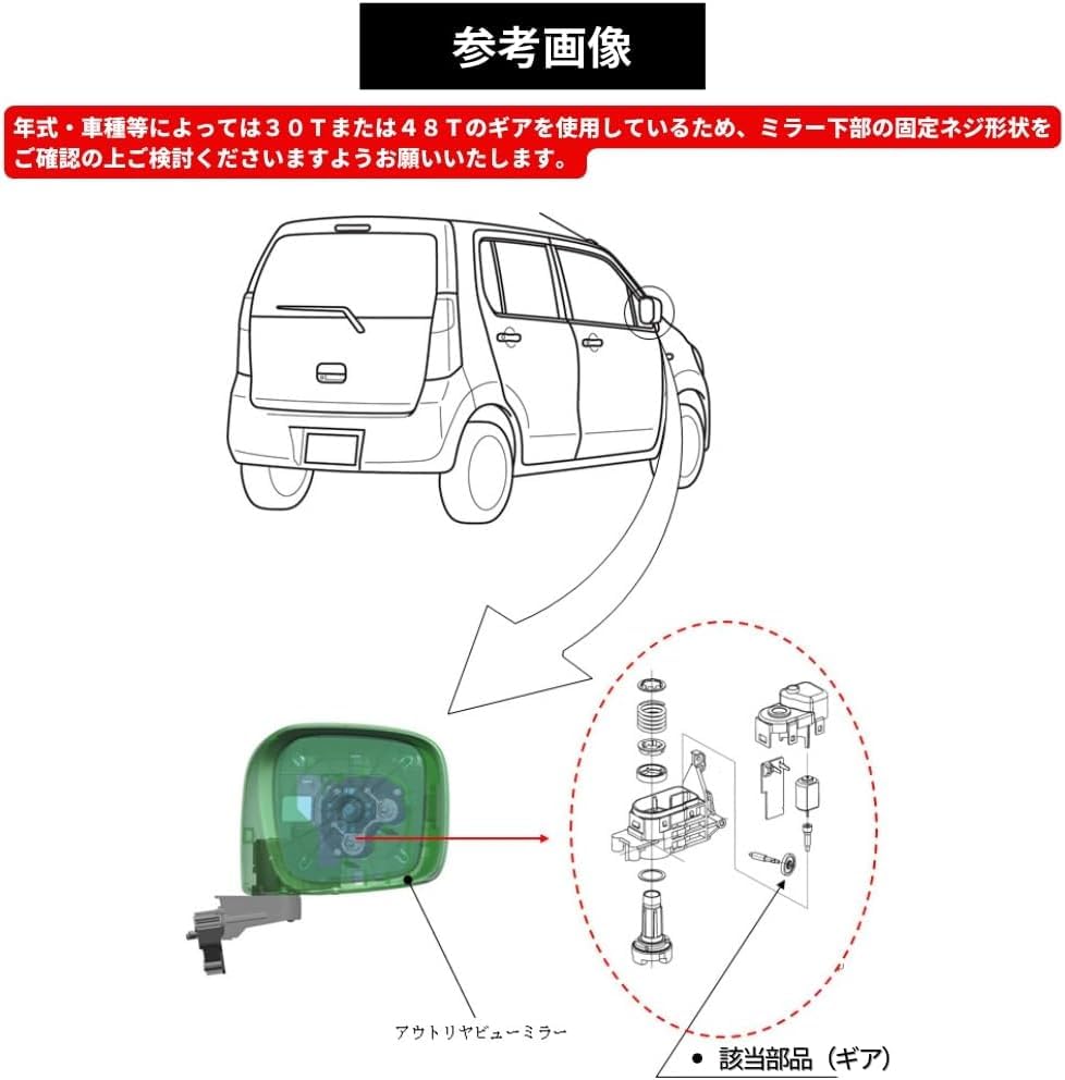 Amazon | ワゴンR (MH22S /MH23S /MH34S) ドアミラー 電動格納モーター 