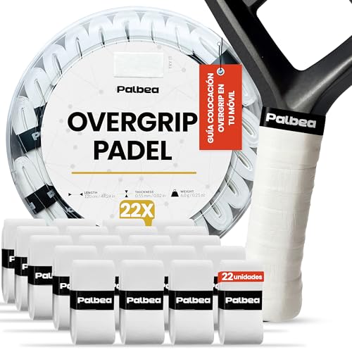 Palbea Grip Padel Extra Adherente - Overgrips Padel Blanco. Paquete de 22.