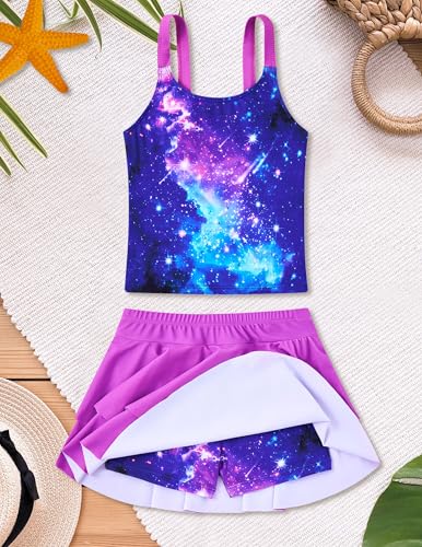Image of ALISISTER Girls Tankini Swimsuit Two Piece Bathing Suits Summer Beach Swimwear with Shorts for 7-12 Years