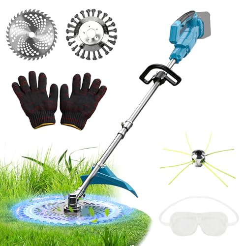 Cordless Strimmer for Makita 18V Batteries with 4 Blade Types, Brushless Motor, 10 inch Electric Graden Strimmer with Weed Brush (Without Battery)