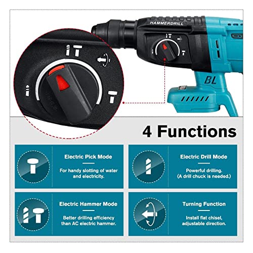 TEMSOOM Drillpro Brushless Akku-Bohrhammer 2 Akkus Wiederaufladbarer elektrischer Schlagbohrer Kompatibel mit Makita 18V… – Bild 4