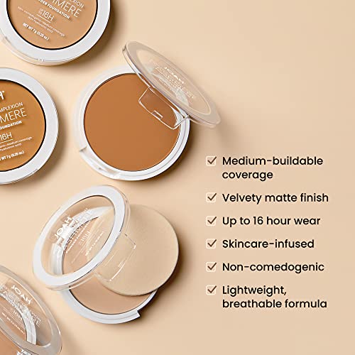 Joah Perfect Complexion Cashmere Powder Foundation, Medium Face Coverage, Matte Finish, Korean Makeup, Compact Design For Oily & All Skin Types, 16 Hour Wear, Medium With Cool Undertones #TOP2