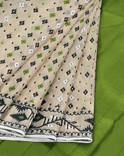 Image of Mayabi Women's Dhakai Jamdani Cotton Silk Saree Traditional Bengali Tant Korat Work, Without Blouse Piece
