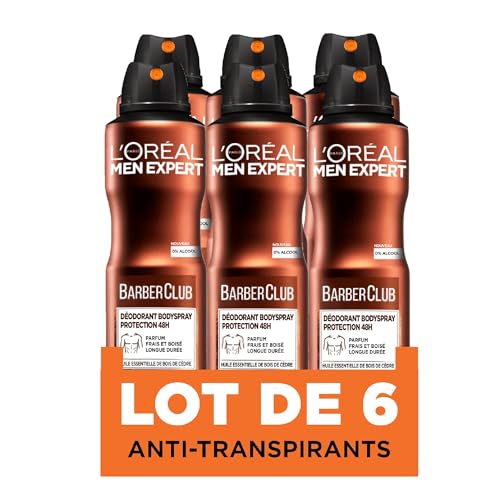 L'Oréal Paris Men Expert BarberClub Deodorant Bodyspray Schutz 48h – 150 ml – 6 Stück – Zedernholz