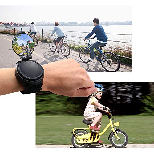 Andoer Espelho de ciclismo Faixa de pulso de condução Espelho retrovisor giratório para motociclista