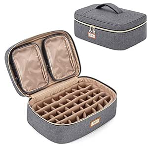 CURMIO Essential Oil Storage Case for 40 Bottles (5ml-30ml), Organizer with Detachable Pouches and Handle
