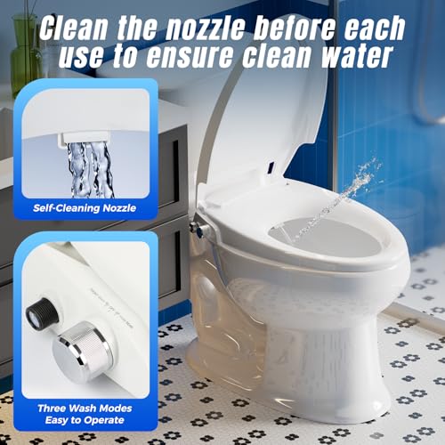 Clirass Bidet Toilet Seat Elongated Bidet Seat with Slow-Close, Non-Electric Bidet seat with Dual Nozzles, Fit Elongated Toilet Seat, Water Pressure Control,Easy to Install